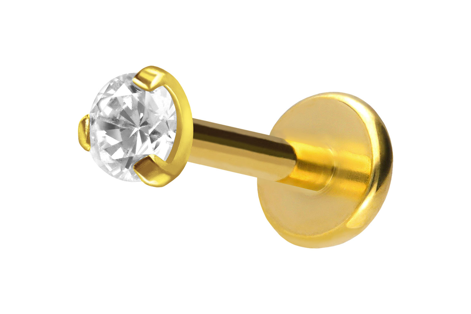 Titan Labret Piercing mit Push Fit EINGEFASSTER KRISTALL